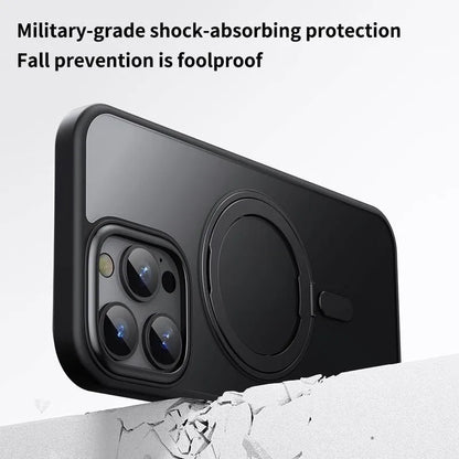 Transparent MagSafe Case with Rotating Stand for iPhone 17 Pro Max 16 15 14