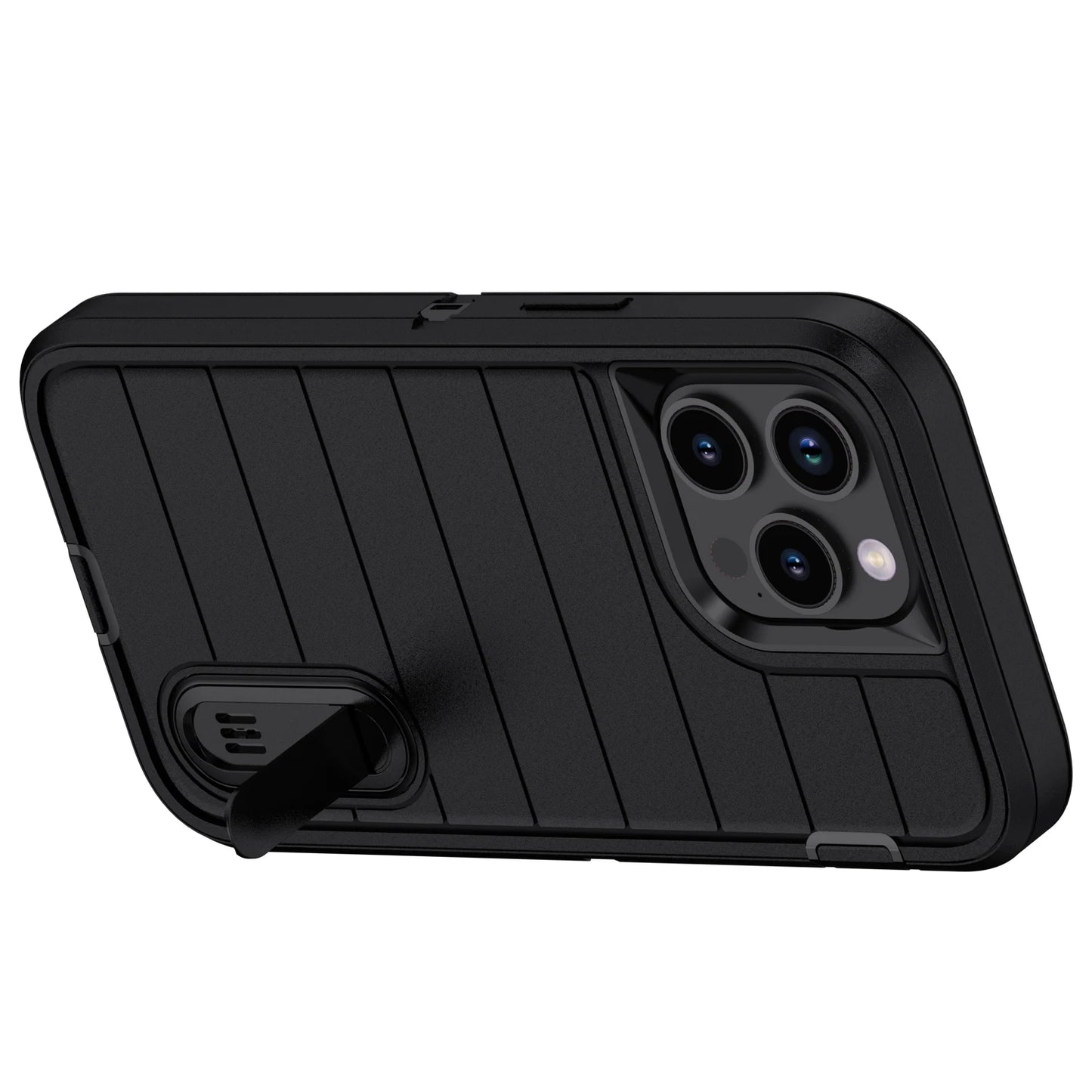 Layer Heavy Duty Kickstand Case for iPhone 15–15 Pro Max – Black Protective Cover