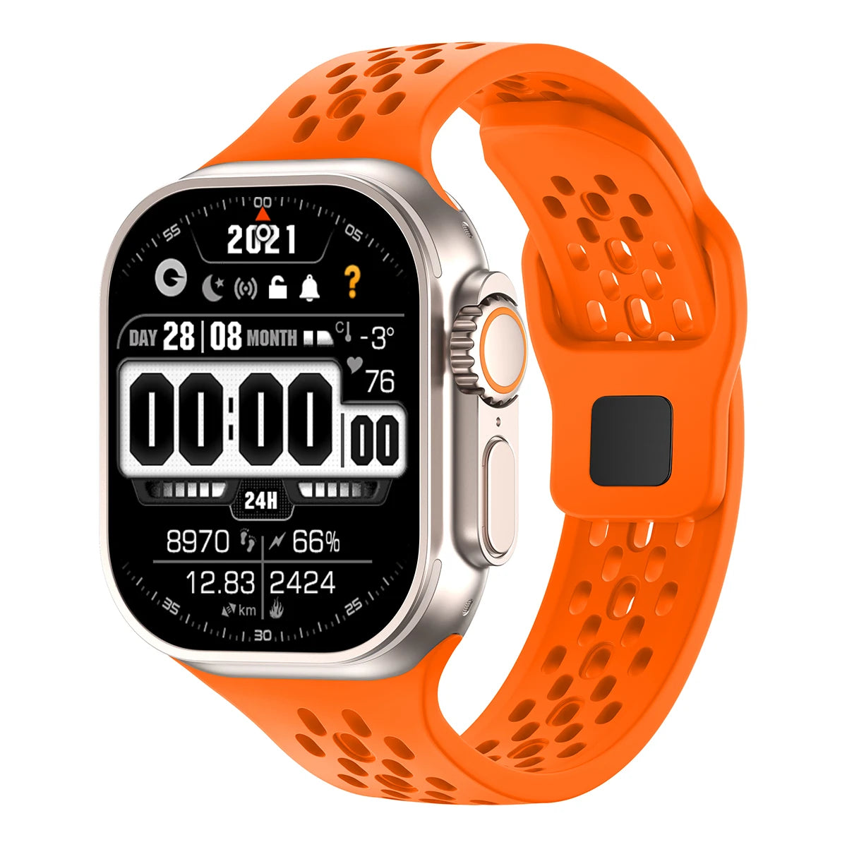 Silicone Sport Band for Apple Watch 3–Ultra, 38–49mm, Series 3–10 Adjustable Strap