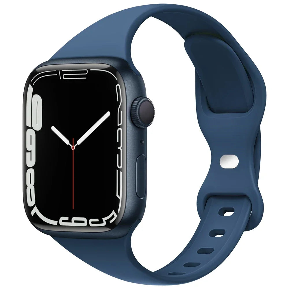 Slim Silicone Sport Strap for Apple Watch 38-49mm Series 3 to Ultra 2