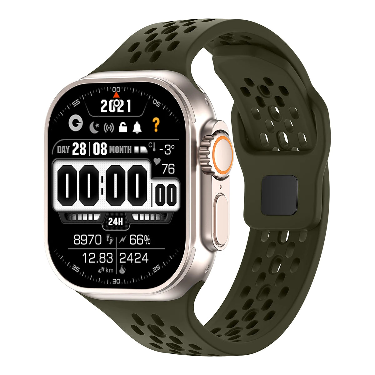 Silicone Sport Band for Apple Watch 3–Ultra, 38–49mm, Series 3–10 Adjustable Strap