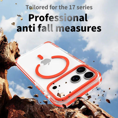 Luxury PE Striped Border MagSafe Clear Case for iPhone 15–17 Air & Pro Max