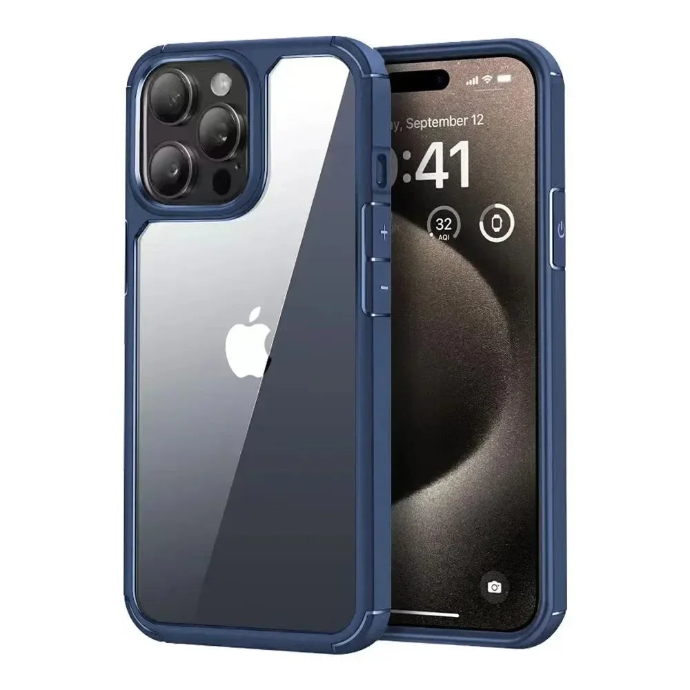 Luxury Transparent Shockproof Armor Case for iPhone 16 15 14 13 12 11 Pro Max
