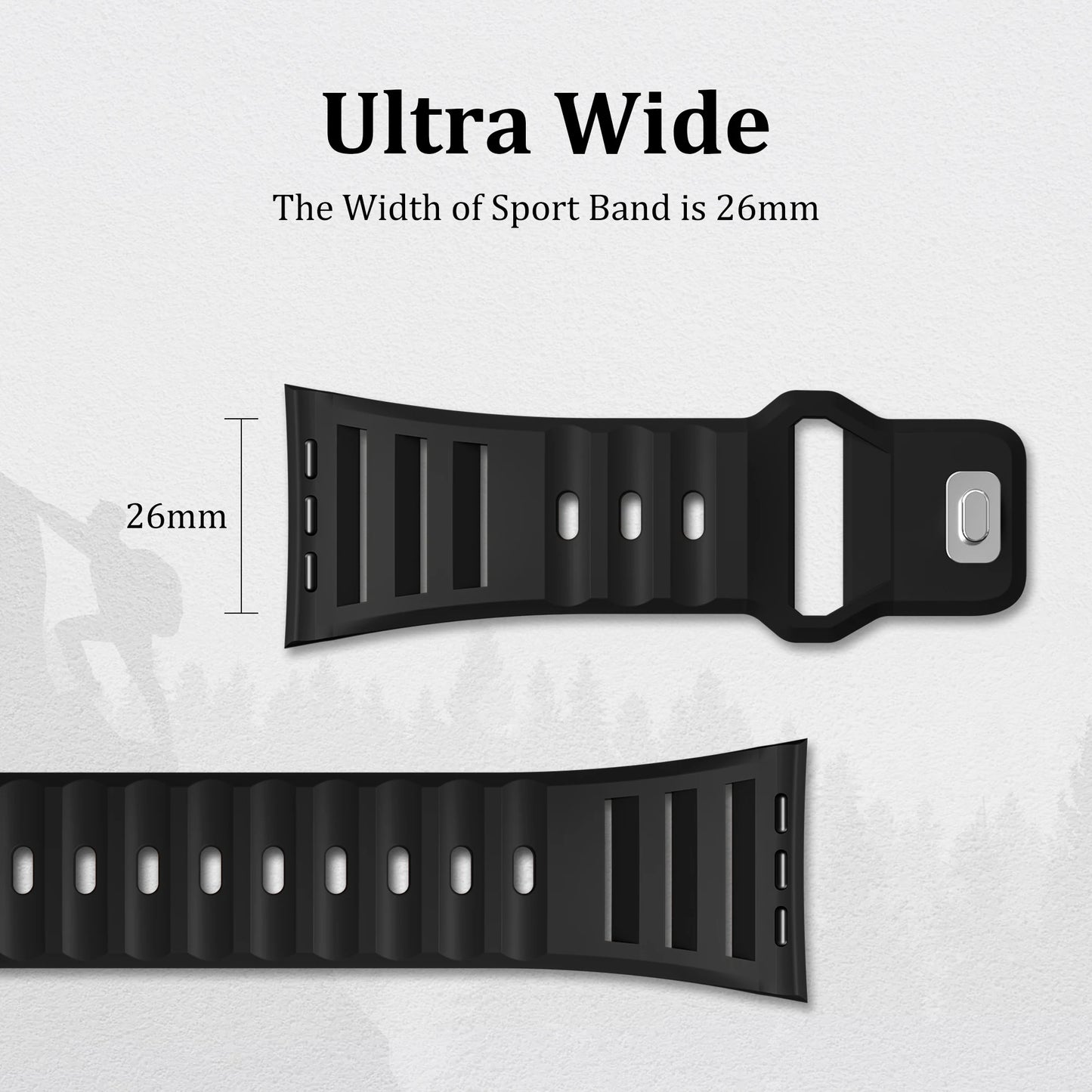 Sport Silicone Strap for Apple Watch Ultra & Series 9–4, Adjustable 42–49mm Wristband