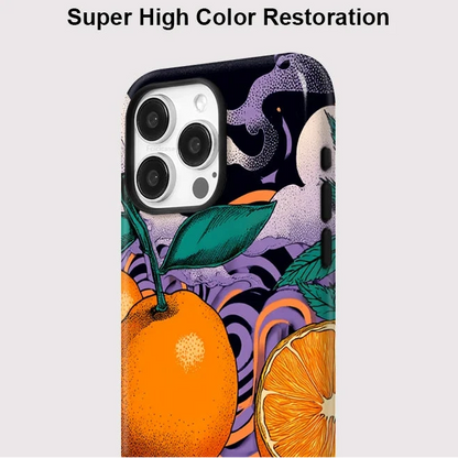 Fashion Orange Print MagSafe Case for iPhone 16 15 14 13 11 Pro Max Plus