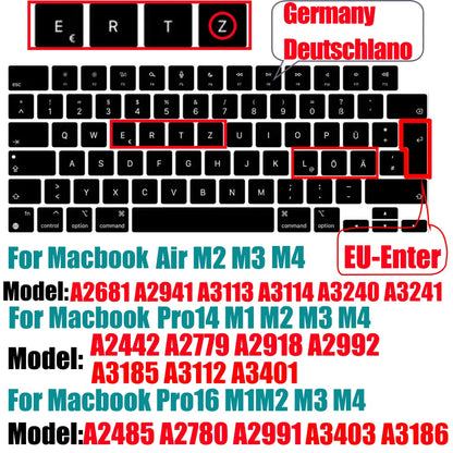 Keyboard Cover for MacBook Air/Pro M1 M2 M3 13.6" 14" 16" with Touch ID