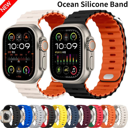 Ocean Silicone Strap for Apple Watch Ultra 3/2 & Series 11–4 SE Band