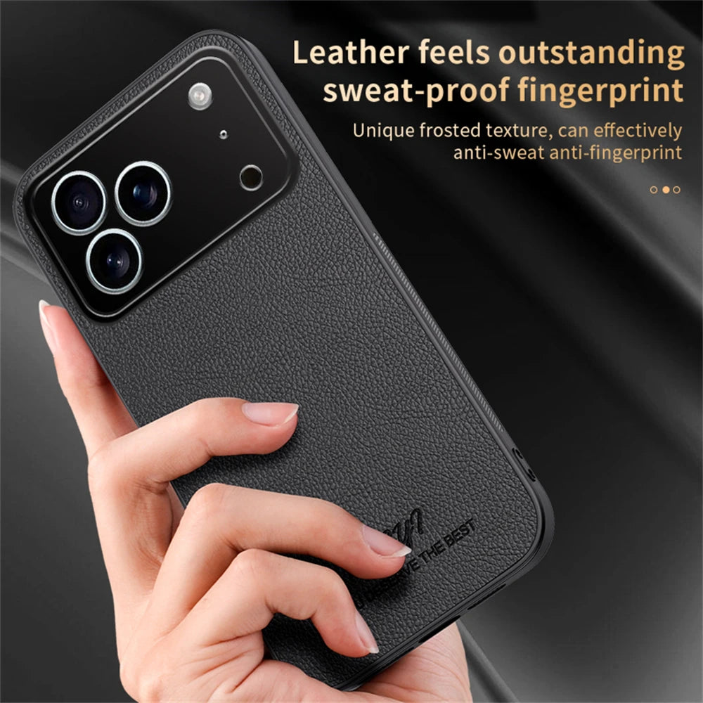 Business Leather Case for iPhone 17–11 | Anti-Fingerprint Shockproof Cover