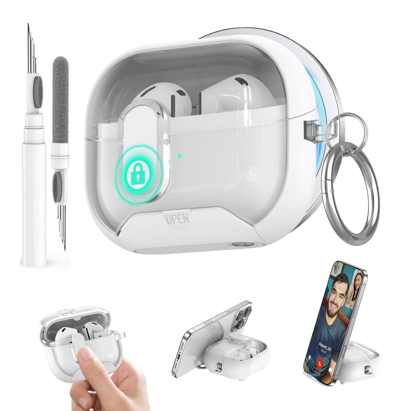 Secure Lock Case for Samsung Galaxy Buds 3 / 3Pro with Phone Stand