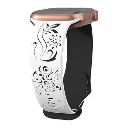 Flower Engraved Silicone Band for Apple Watch Ultra & Series 10–5 | 49–40mm