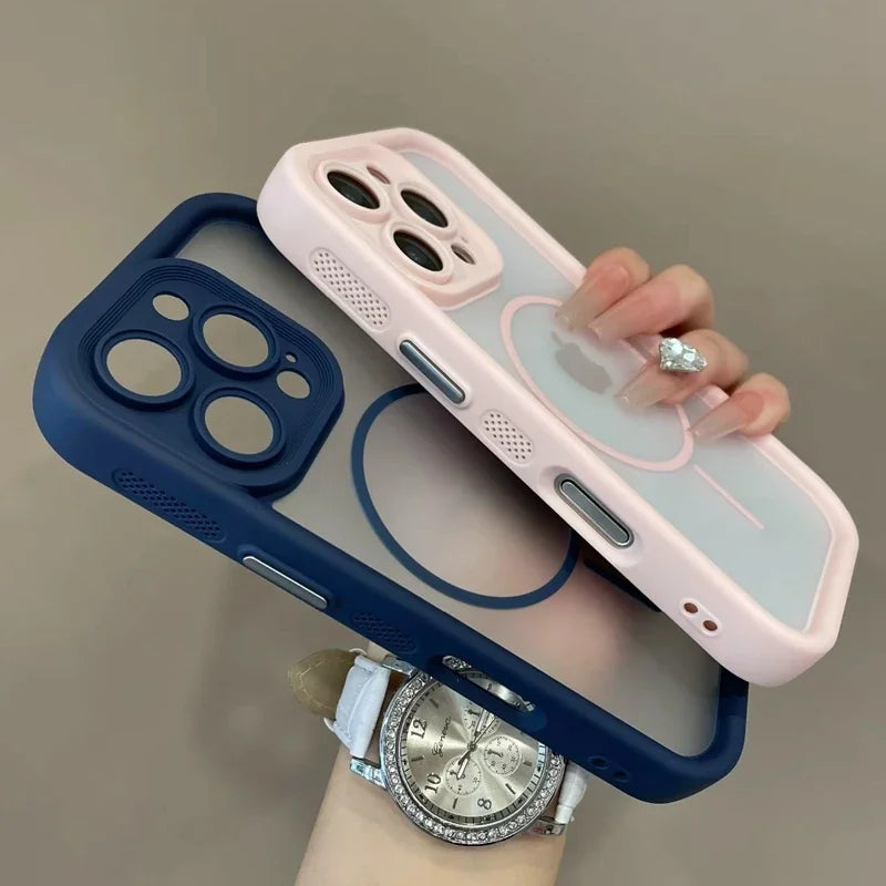 Trendy 2 in 1 Skin Feel MagSafe Phone Case for iPhone 15–17 Pro Max Plus Shockproof