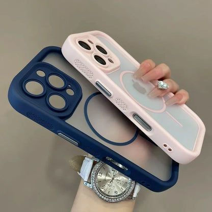 Trendy 2 in 1 Skin Feel MagSafe Phone Case for iPhone 15–17 Pro Max Plus Shockproof