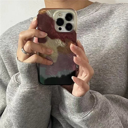 Retro Color Block Clear Soft Case for iPhone 7–16 Pro Max