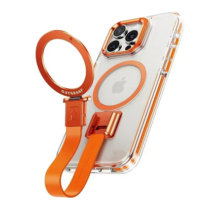 Transparent Case for iPhone 16 15 Pro Max with Lanyard & 360° Stand