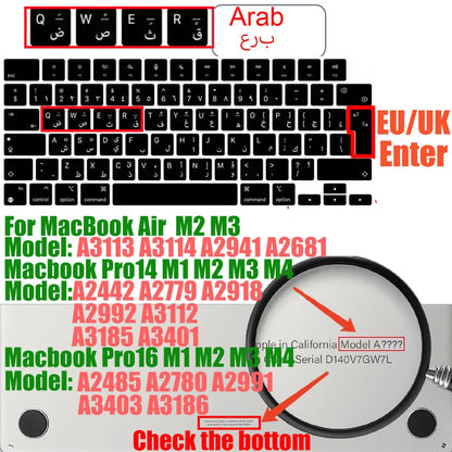 Keyboard Cover for MacBook Pro/Air 2022–2024 M1–M4 Chip 14–16 Inch