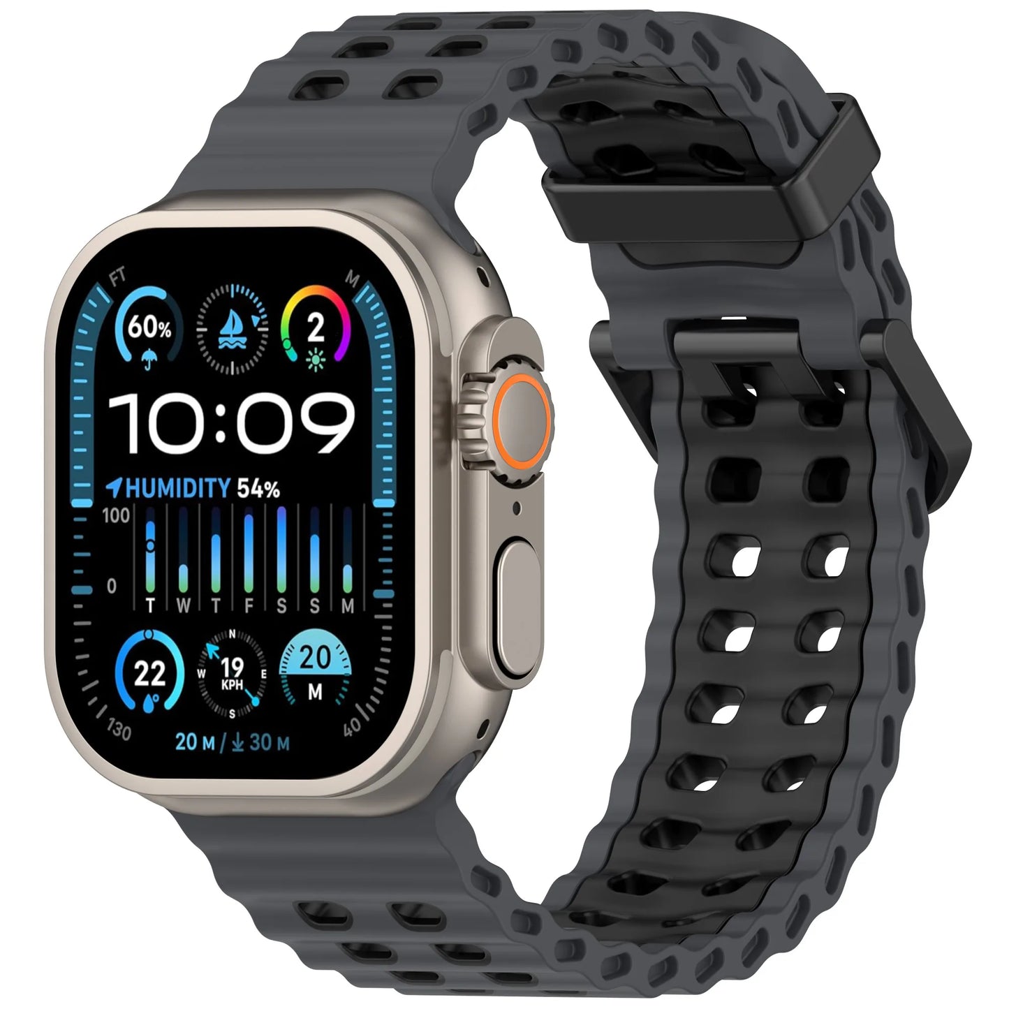 Sporty Ocean Silicone Band for Apple Watch Ultra & Series 4–10