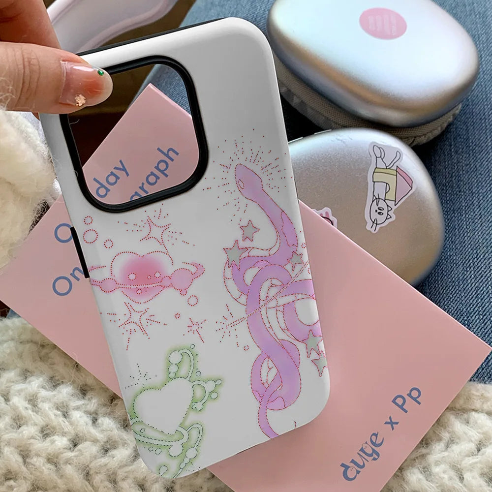 Pink Love Graffiti MagSafe Case for iPhone 11–16 Pro Max – Acrylic + TPU