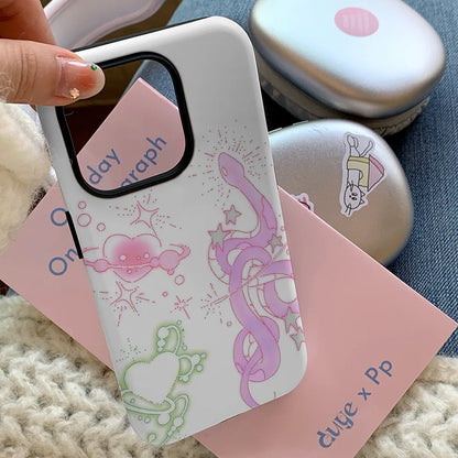 Pink Love Graffiti MagSafe Case for iPhone 11–16 Pro Max – Acrylic + TPU