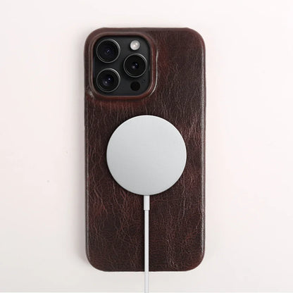 Business Genuine Leather MagSafe Case for iPhone 11–16 Pro Max Premium Cowhide