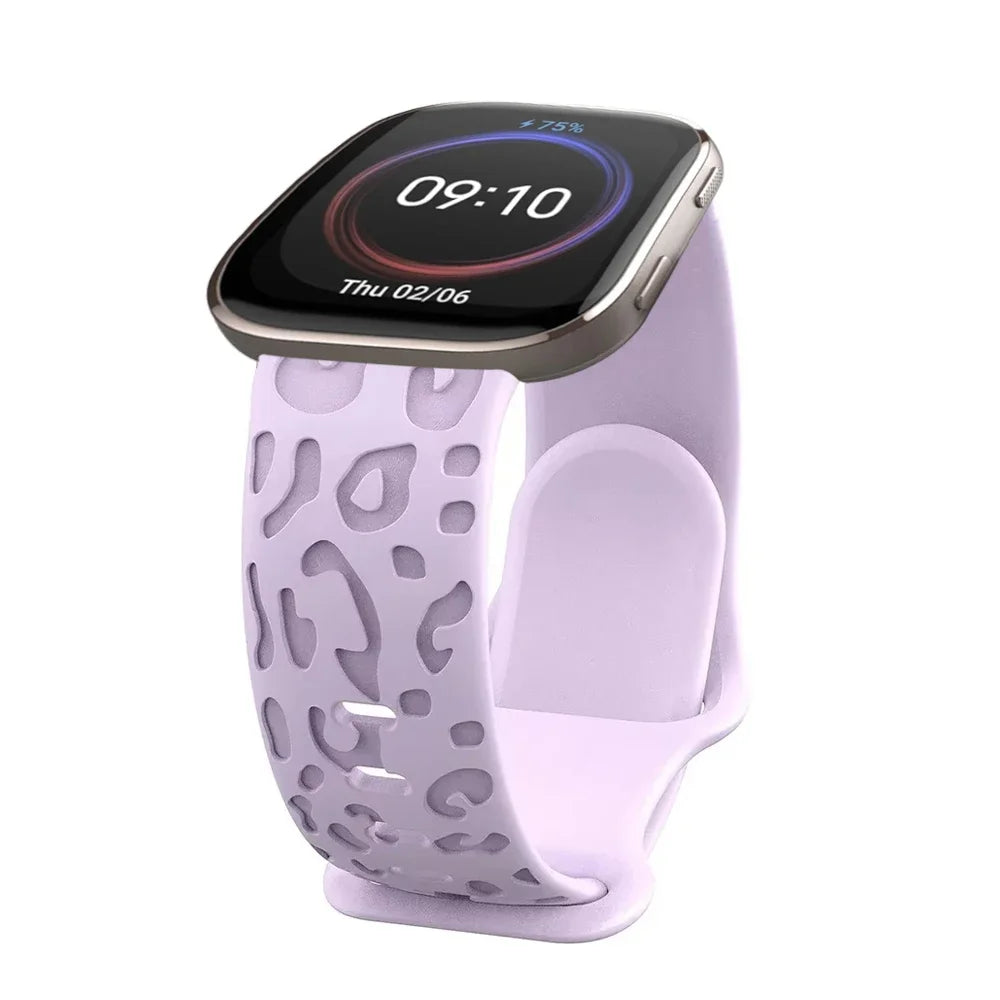 20mm Engraved Leopard Silicone Strap for Amazfit GTS 3/4 Mini BIP Smartwatch