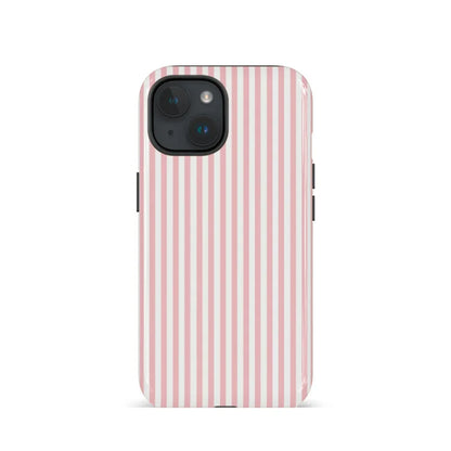 Thin Pink and White Stripes Phone Case for iPhone 16 Pro Max 15 14 13 12 XR 7 Plus