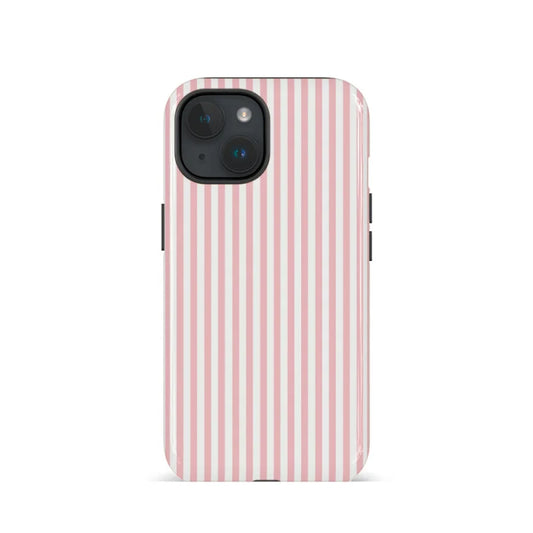 Thin Pink and White Stripes Phone Case for iPhone 16 Pro Max 15 14 13 12 XR 7 Plus