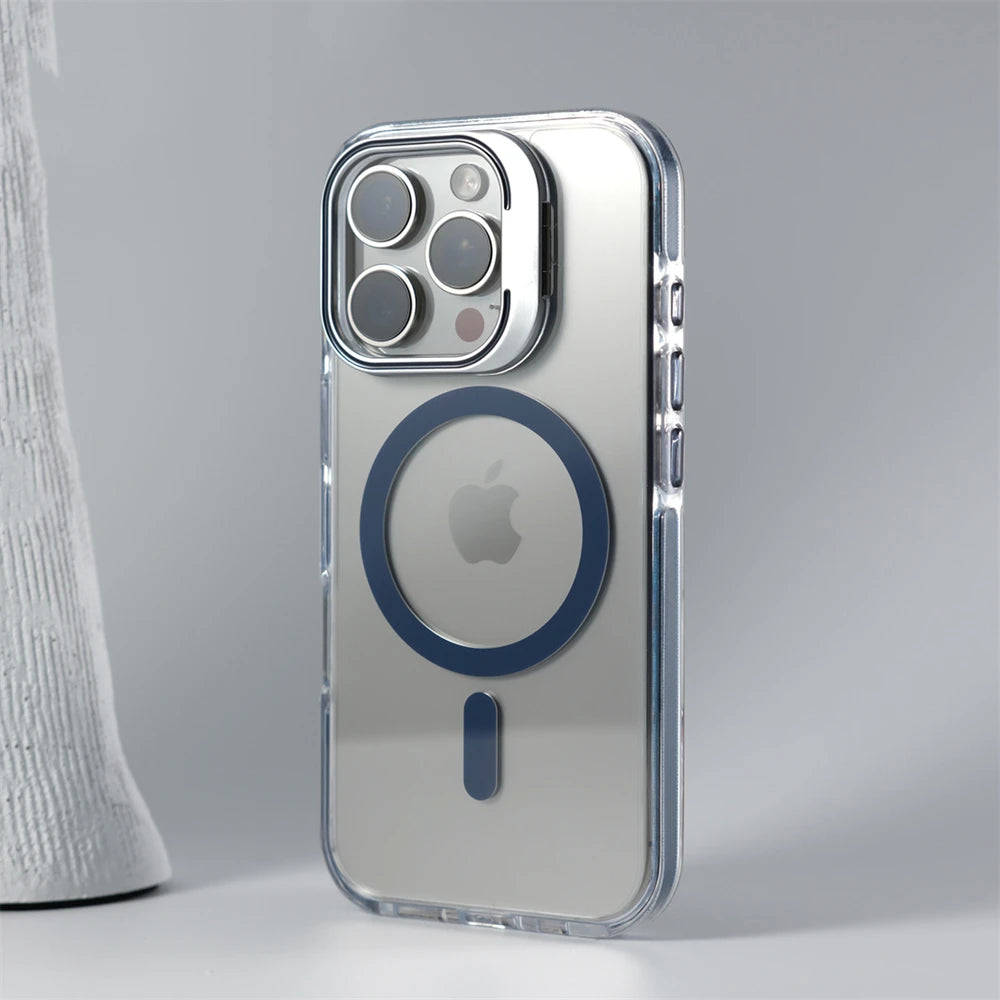 Luxury Lens Holder MagSafe Clear Case for iPhone 17 Air 16 15 14 13 12 Pro Max