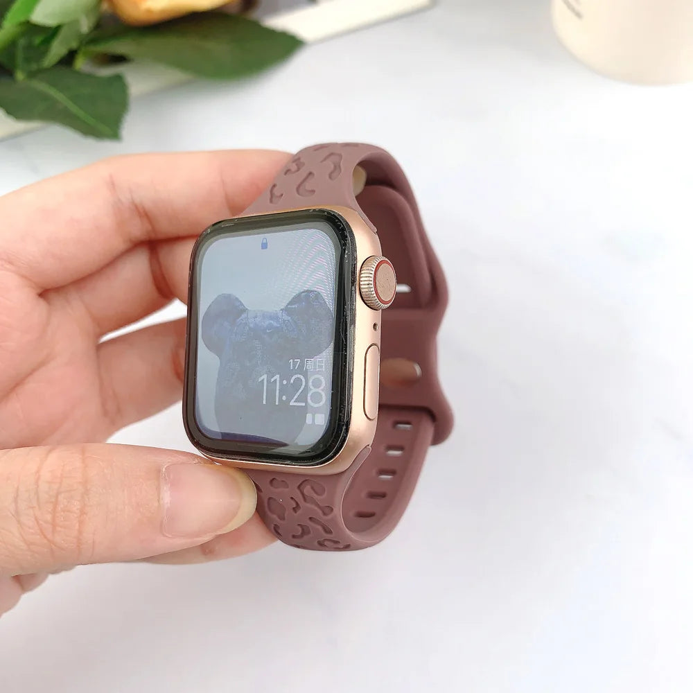 Engraved Slim Silicone Band for Apple Watch Series 9/8/7/6/SE/Ultra