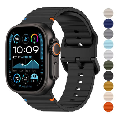 Silicone Strap for Apple Watch Ultra 2 & Series 10–6 SE, Adjustable 38–49mm Bracelet