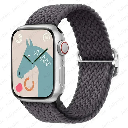Braided Solo Loop for Apple Watch Ultra & Series 10–7 SE Elastic Band