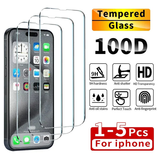 1–5PCS Tempered Glass for iPhone 16–6 | Full Screen Protective Glass Film