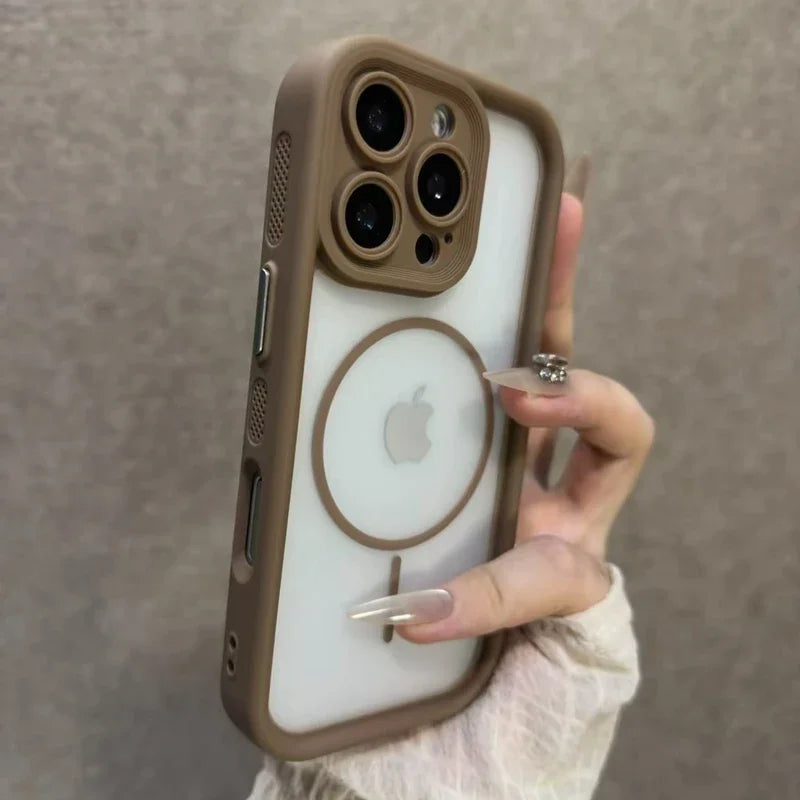 Trendy 2 in 1 Skin Feel MagSafe Phone Case for iPhone 15–17 Pro Max Plus Shockproof