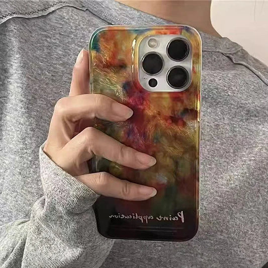 Retro Color Block Clear Soft Case for iPhone 7–16 Pro Max