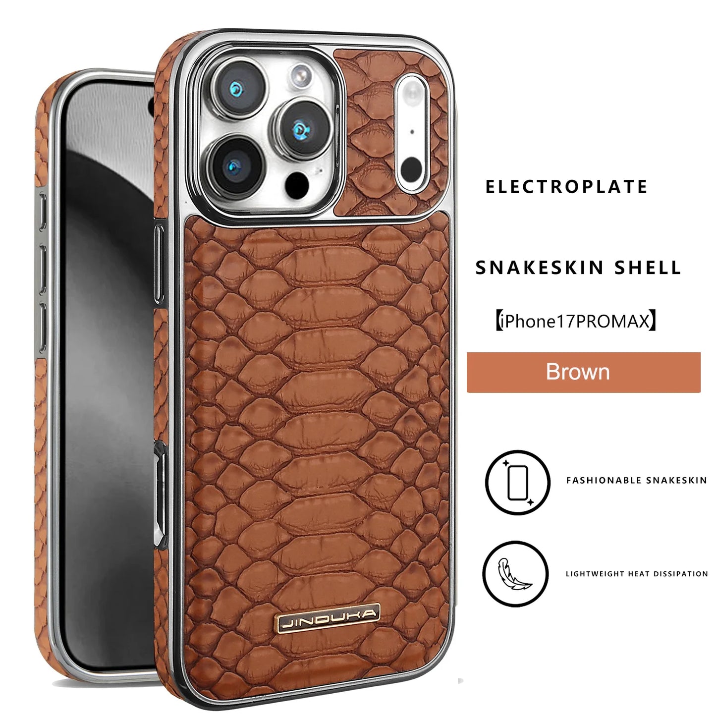 Luxury Snake-Pattern Leather Case for iPhone 17–12 | Flannel-Lined Interior