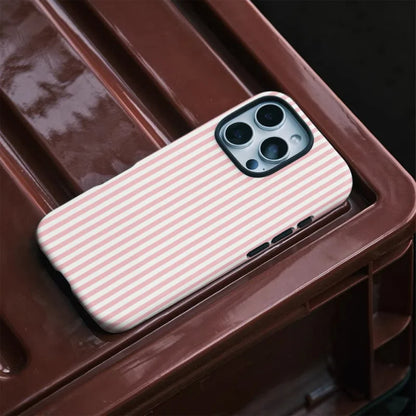 Thin Pink and White Stripes Phone Case for iPhone 16 Pro Max 15 14 13 12 XR 7 Plus