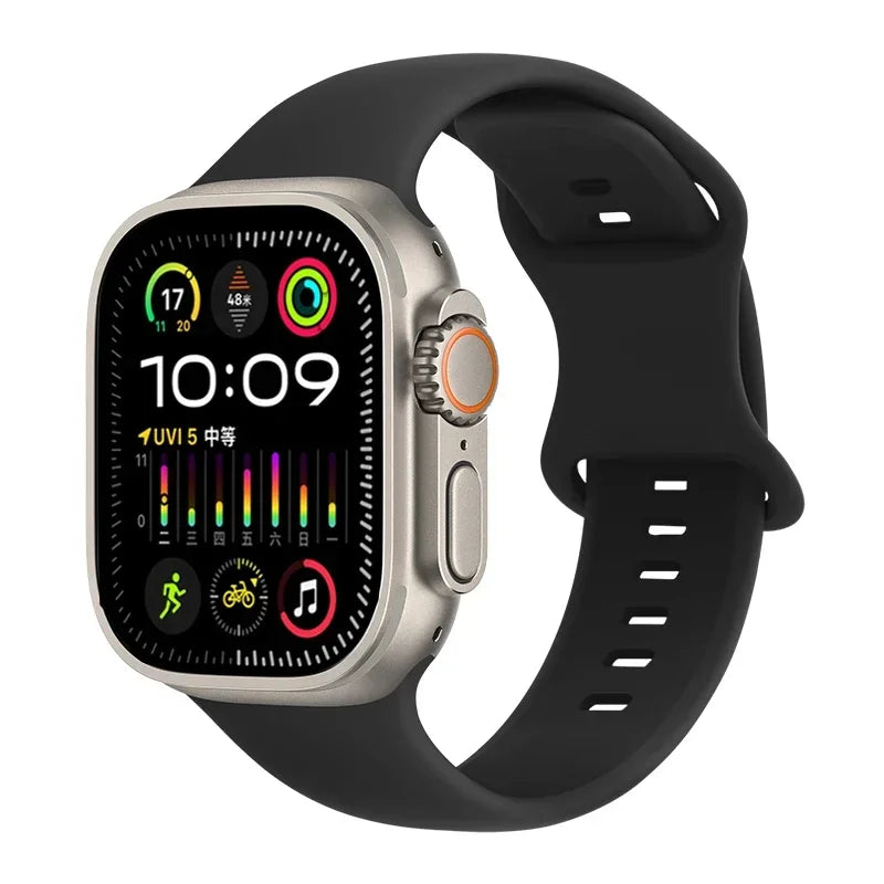 Soft Silicone Waterproof Strap for Apple Watch Ultra 2 & Series 9–SE | 49–41mm