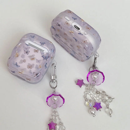 Purple Butterfly Wind Chime AirPods Case for Pro 2/3/4 – Soft Shockproof TPU