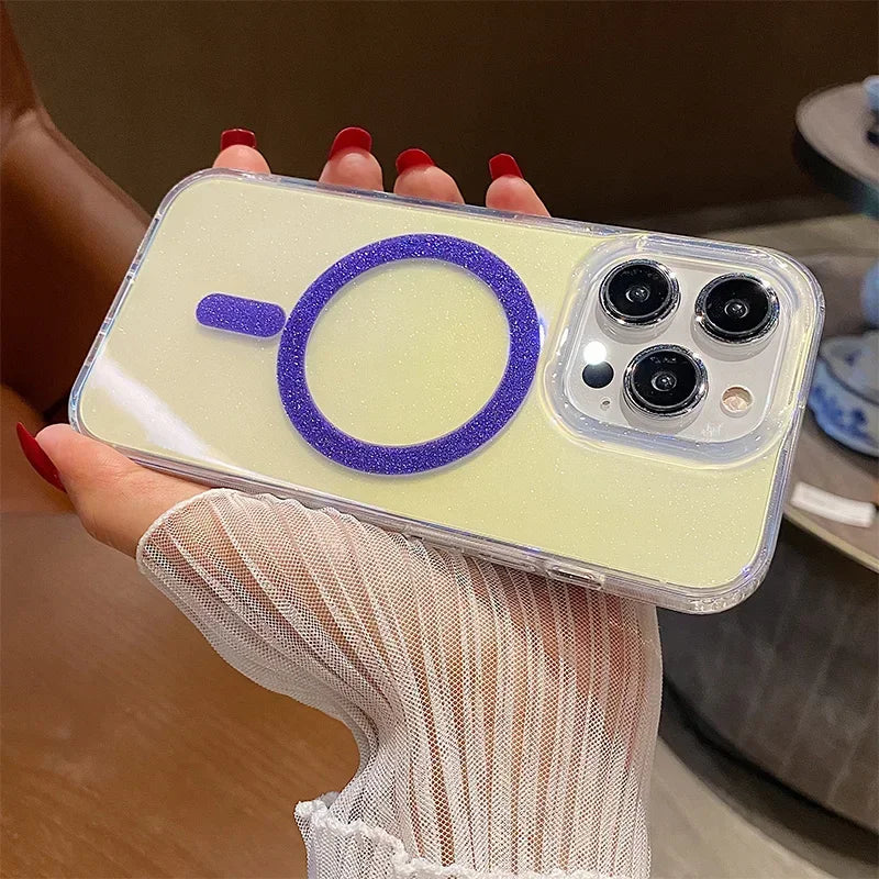 Aurora Glitter MagSafe Case for iPhone 11 12 13 14 Pro Max Gradient Cover