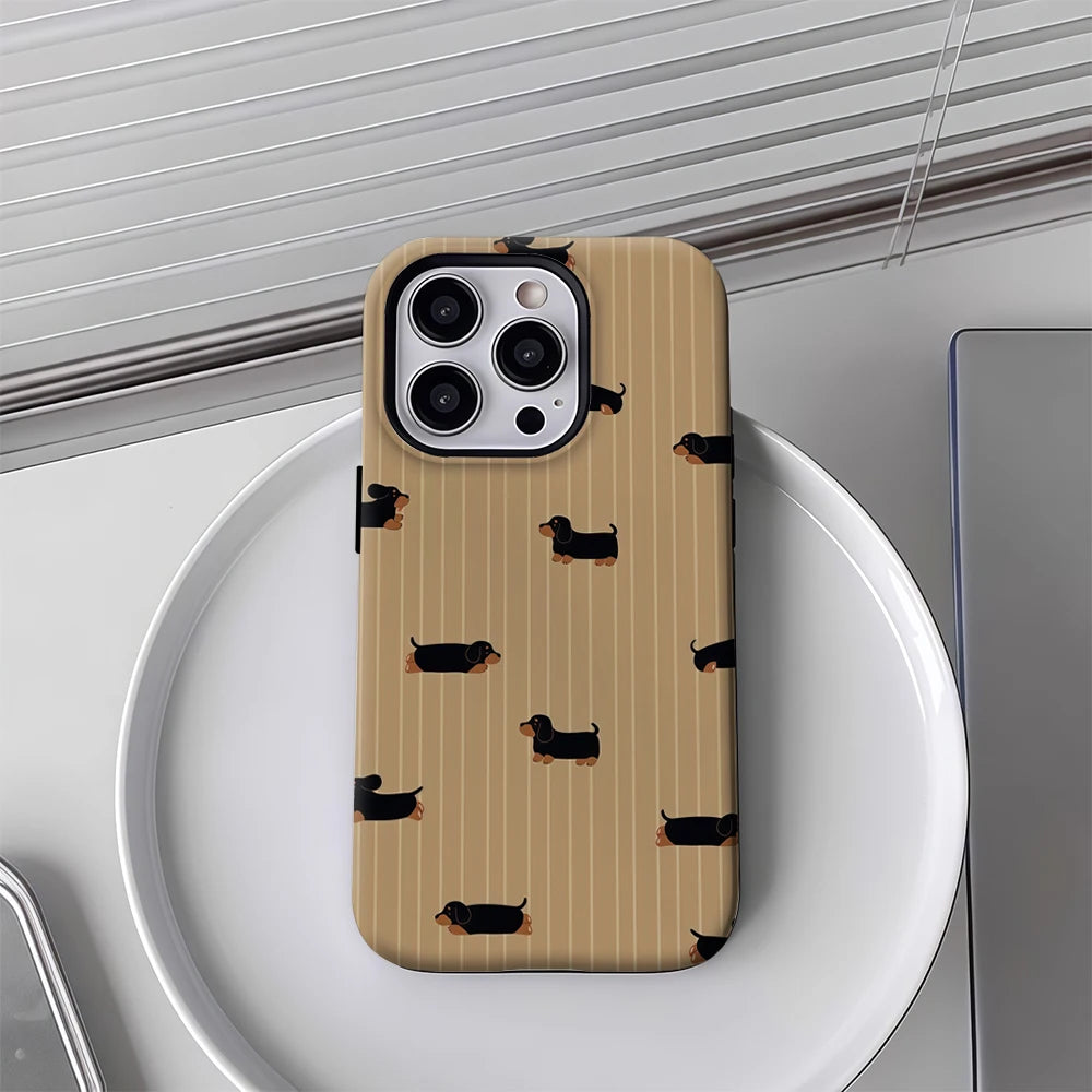 Dachshund Stripes Double-Layer Case for iPhone 17 16 15 14 13 12 Pro Max