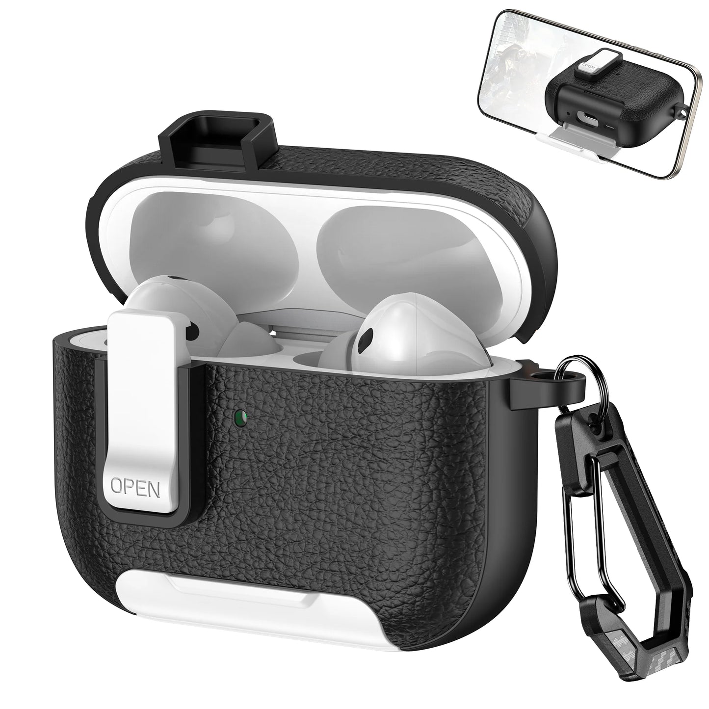 AirPods Pro 3 (2025) Leather Case – Secure Lock Bracket Protective Cover