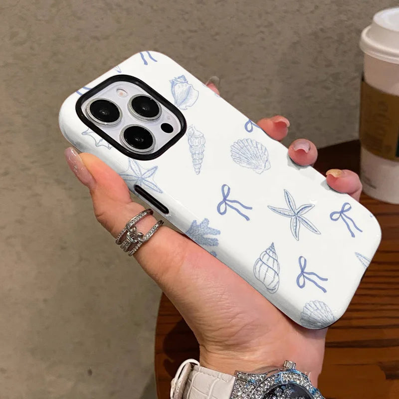 Marine Life 2-in-1 Tough Glossy Phone Case for iPhone 17–7 Plus XR