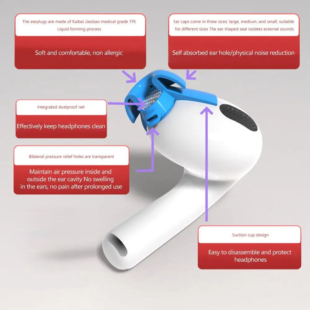 Anti-Slip Silicone Ear Tips for AirPods 4 – Noise Cancelling Eartips