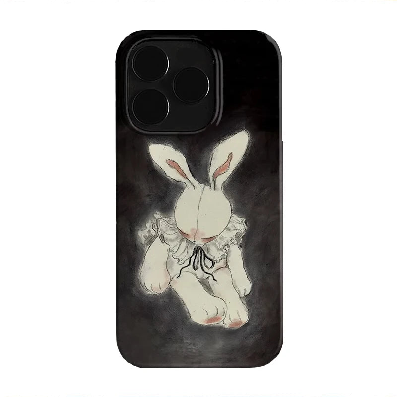 Niche Retro Rabbit Phone Cover for iPhone 16 Pro 15 14 13 12 Mini