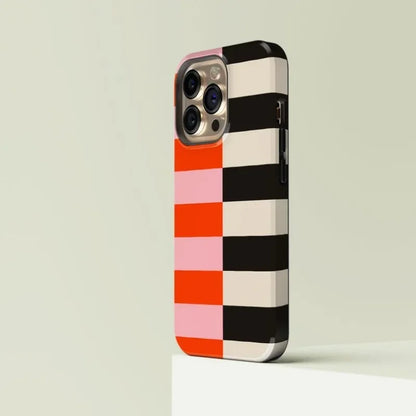 Bicolored Stripes Magnetic Case for iPhone 16–11 | 2-in-1 Acrylic TPU Cover