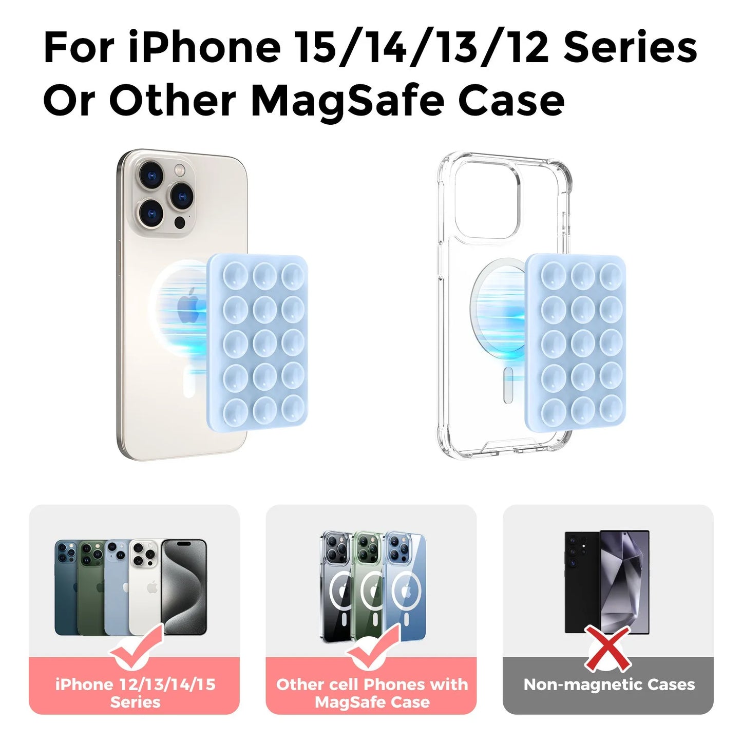 Magnetic Silicone Suction Card Holder Pad for Phone – Adhesive Rubber Mount
