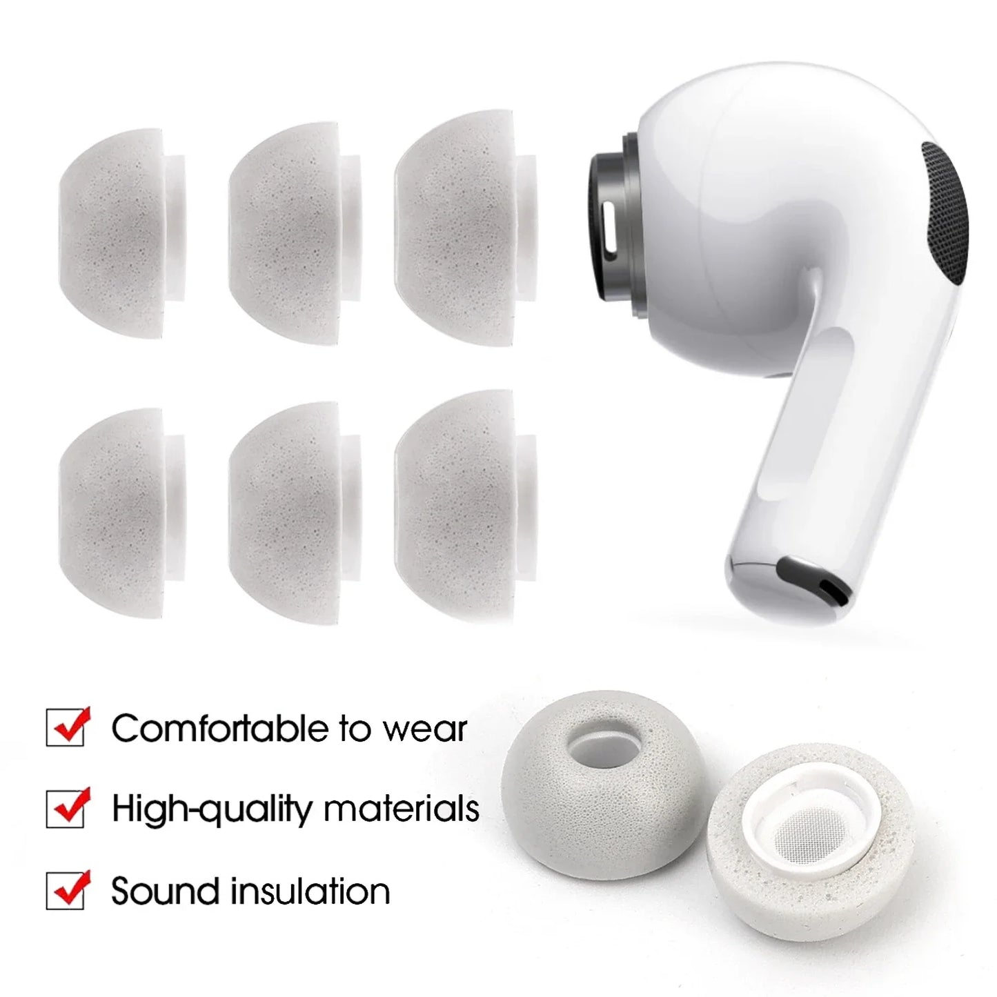 Memory Foam Eartips for AirPods Pro 1 & 2 – Soft & Case-Friendly Fit