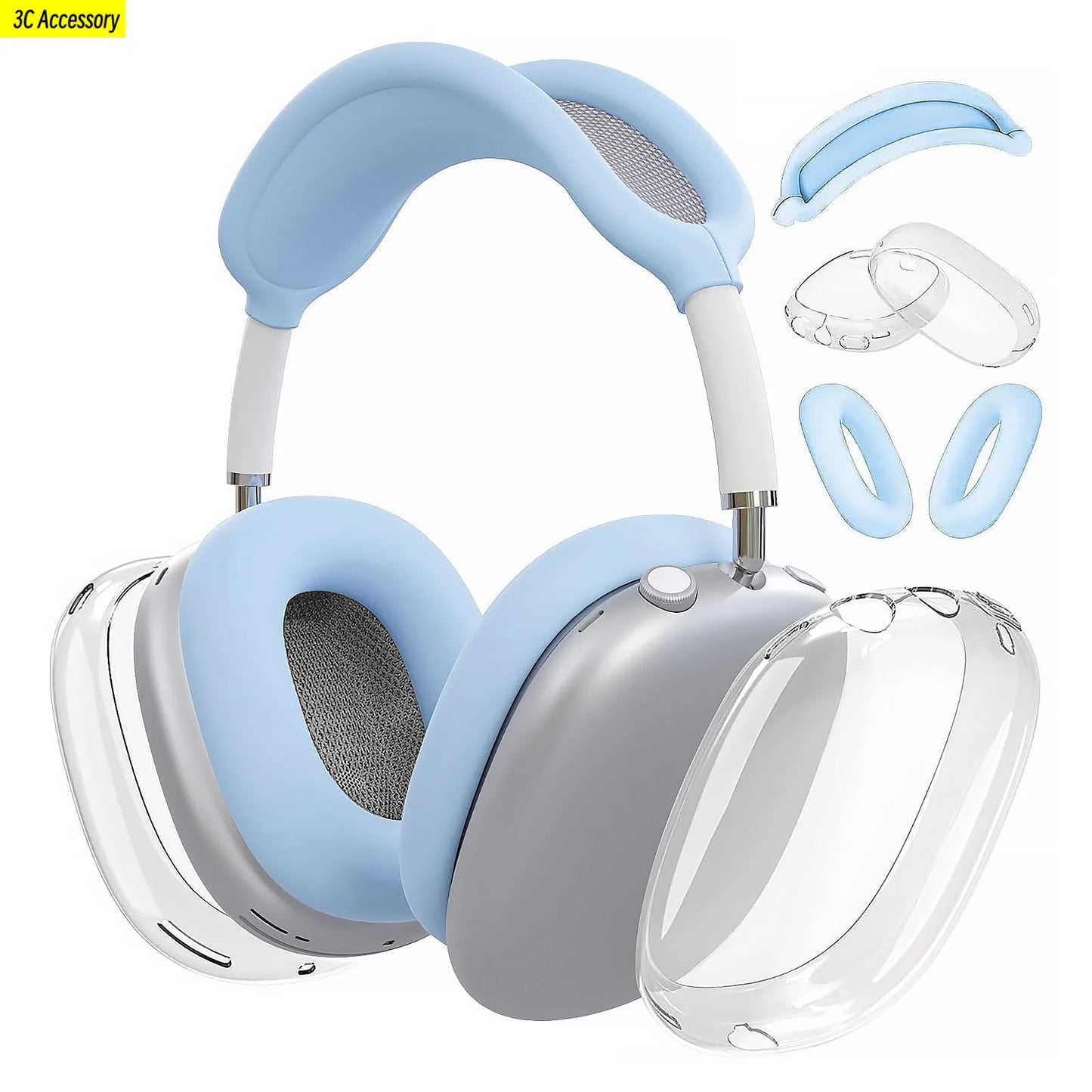 2024 3-in-1 Silicone Case for AirPods Max – Soft Ear Cup Scratch Cover