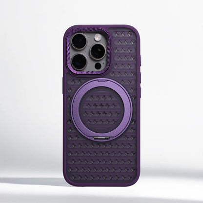 Shockproof magnetic case with 360° rotating ring and heat dissipation for iPhone 13–17.