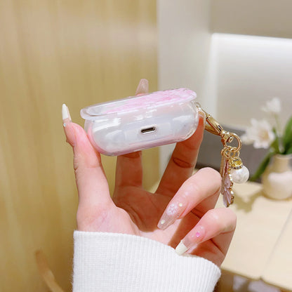 Pink Cherry Blossom Case for AirPods Pro 2/1/3 with Pearl & Butterfly Charm