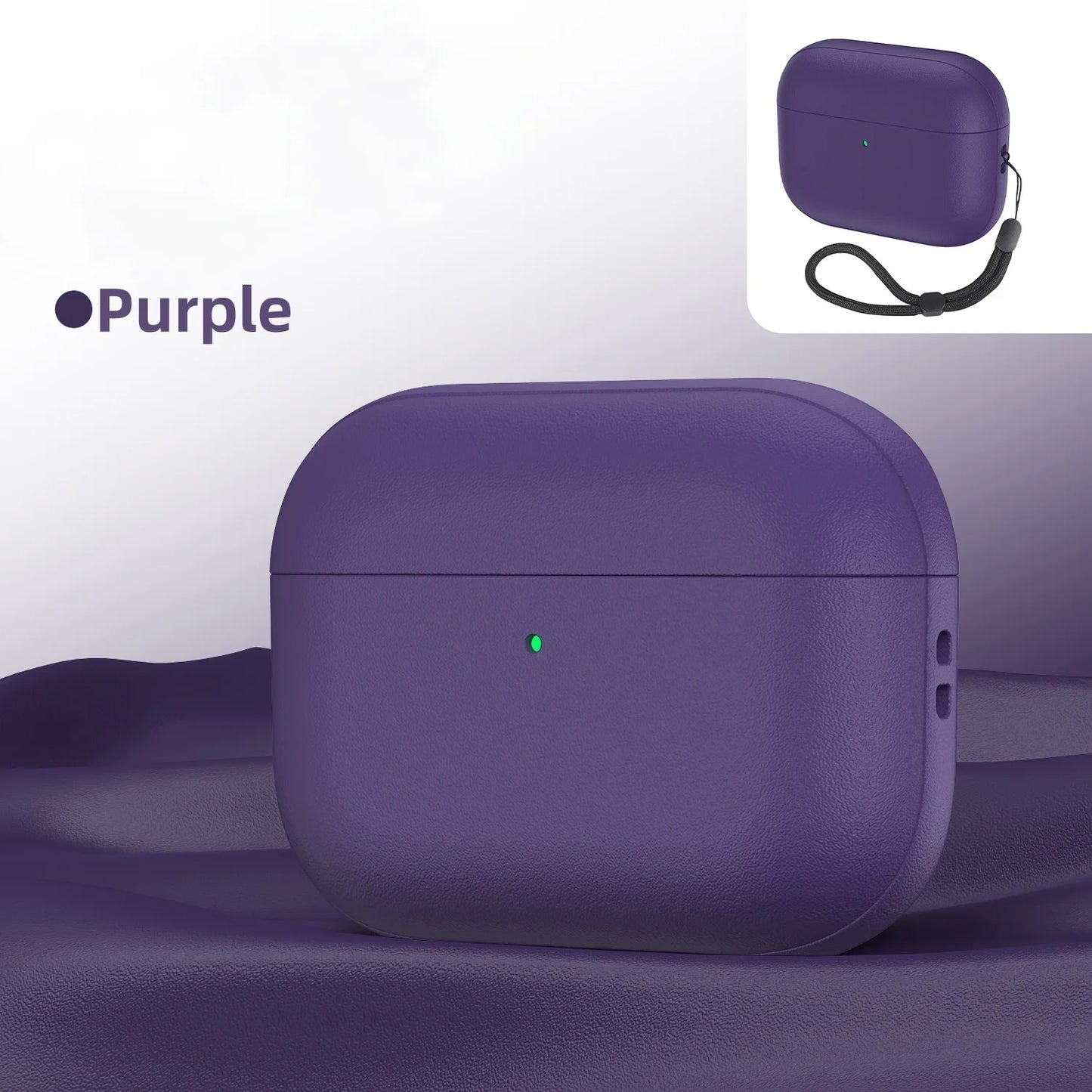 Leather Texture AirPods Pro 3 Case – Soft TPU Shockproof with Lanyard & Kit